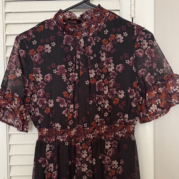 Jolt Black Maxi Dress with Burgundy and Pink Floral Print - Picture 2 of 4